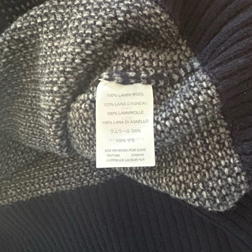 J. Crew Men's Sweater Quarter Zip Crewneck Blue Lambs Wool Preppy‎ Warm Large
